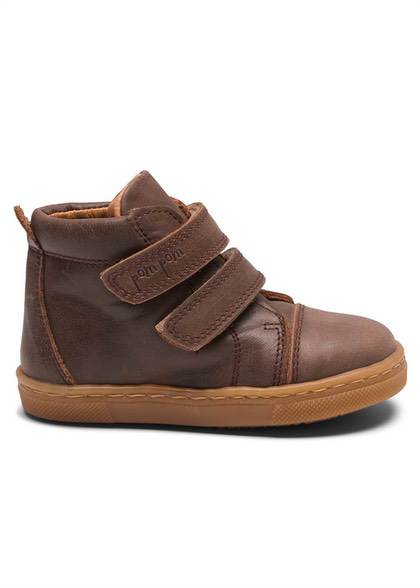 PomPom drenge/pige "sneakers" sko med velcro - brun